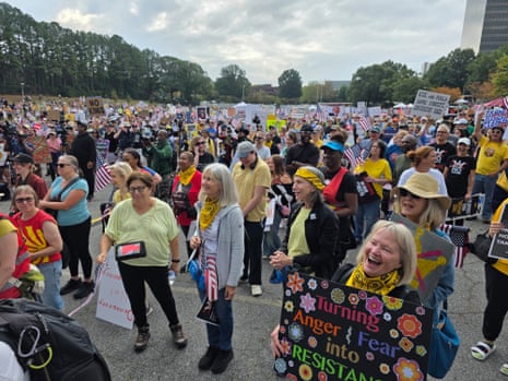 Crowds gather in Atlanta for the No Kings protests.