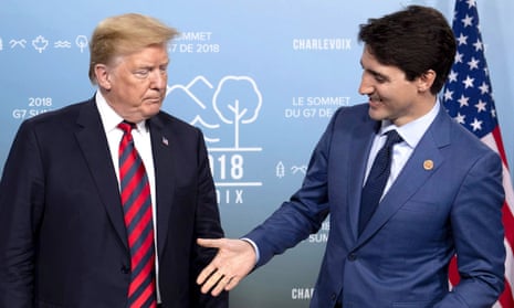 US president Donald Trump with the Canadian PM Justin Trudeau.