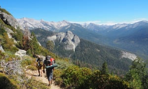 Setting off from Crescent Meadow, with the mountains of the Great Western Divide in the distance, High Sierra Trail , Sierra Nevada