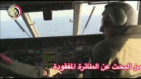 Pilots of an Egyptian military plane take part in a search operation for the EgyptAir plane over the Mediterranean Sea.