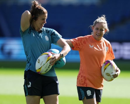 Sarah Hunter (left) was England captain in 2022 and now works as a defence coach.