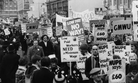 Striking ambulance workers marching to the House of Commons in January 1979. 