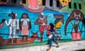 Bright murals on the walls of the Afro-Mexican museum in Cuajinicuilapa, Mexico.