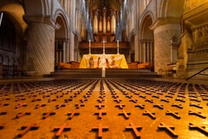 1,000 crosses at Norwich Cathedral in memory of people who have died from Covid-19