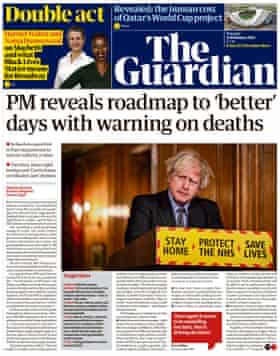 Guardian front page, Tuesday 23 February 2021