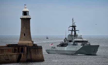 HMS Severn enters the River Tyne.