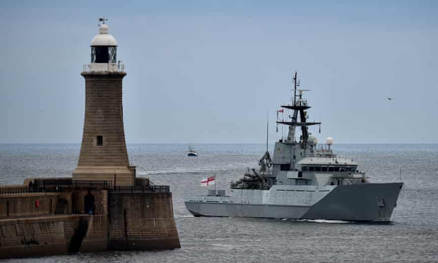 HMS Severn enters the River Tyne.