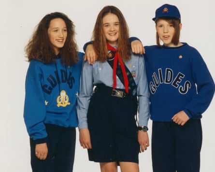 Girls wearing Guides jumpers and other uniform attire