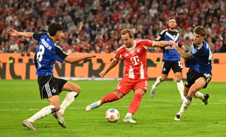 Harry Kane scores for Bayern Munich.