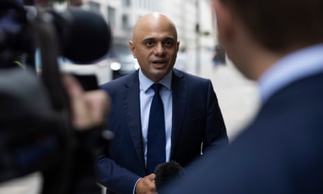 Sajid Javid speaking to reporters today following his appointment as health secretary.