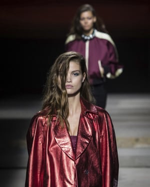 A model during Topshop’s runway show at London Fashion Week