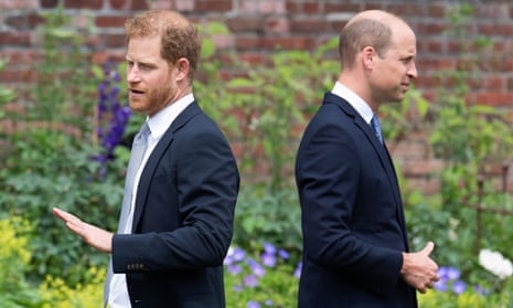Prince Harry and Prince William attend the unveiling of a statue of their mother, Princess Diana, in 2021.