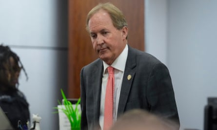 The Texas attorney general, Ken Paxton, appears at a pretrial hearing in his securities fraud case on Tuesday in Houston.