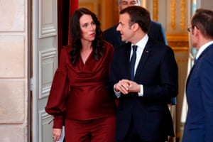Ardern with French president Emmanuel Macron at the Elysee Palace in Paris in 2018