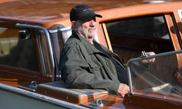 Brian De Palma arrives at the 2019 Venice film festival by boat.