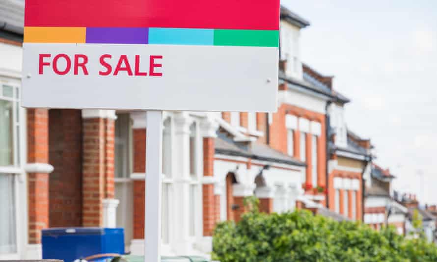 A ‘for sale’ sign outside a property in Crouch End, north London. Price growth in the capital slowed to 4.8%.