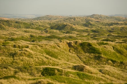 A view along Braunton Burrows from near Saunton village, a unique habitat designated a UNESCO Biosphere Reserve, on the North Devon Coast