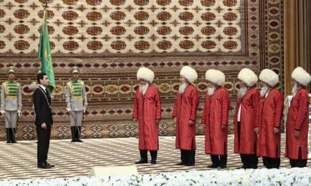 Turkmenistan’s president, Serdar Berdymukhamedov, at his inauguration ceremony in Ashgabat, Turkmenistan, March 2022.