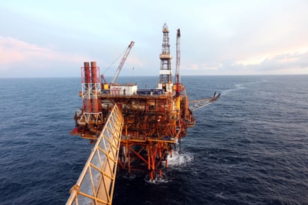 Claymore oil drilling platform in the North Sea off the coast of Aberdeen.