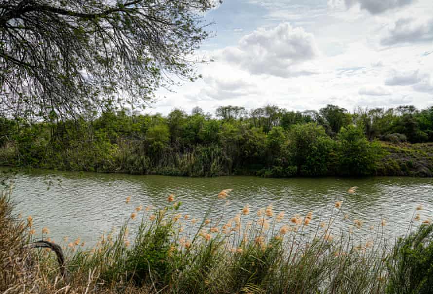 The Rio Grande River acting as a boundary between the US and Mexico at the Santa Ana national wildlife refuge.