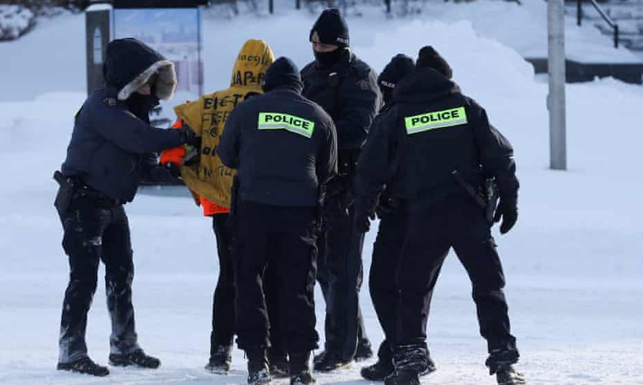 Police moved in on the protest camp in Ottawa on Friday morning.
