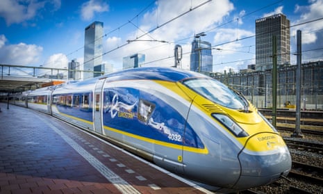 A Eurostar train arrives at Rotterdam Central station during testing of the service.