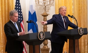 On Wednesday, Trump bizarrely congratulated the Finnish president, Sauli Niinistö, for getting rid of Pelosi and Schiff.
