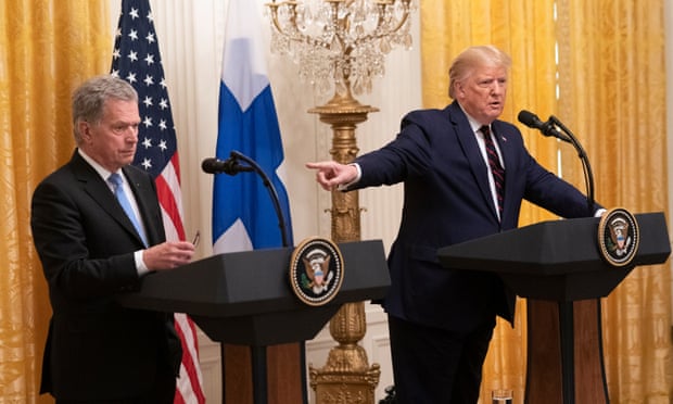 On Wednesday, Trump bizarrely congratulated the Finnish president, Sauli Niinistö, for getting rid of Pelosi and Schiff.