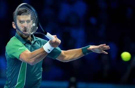 Novak Djokovic plays a return shot