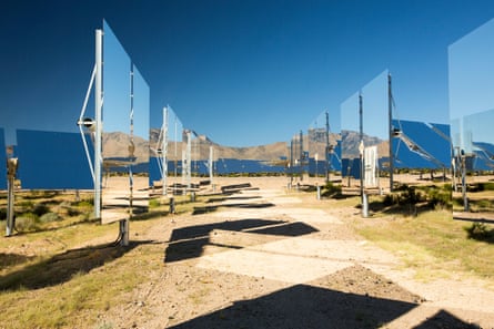 large mirrors erected in the desert