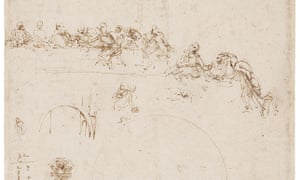 Sketches for the Last Supper, and other studies by Leonardo da Vinci, which is to be displayed in the summer at Buckingham Palace.