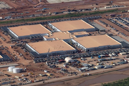 Drone shot of a giant datacentre under construction