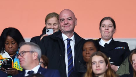 Fifa president Gianni Infantino in the stands before the semi-final between Spain and Sweden, in Eden Park, Auckland.  