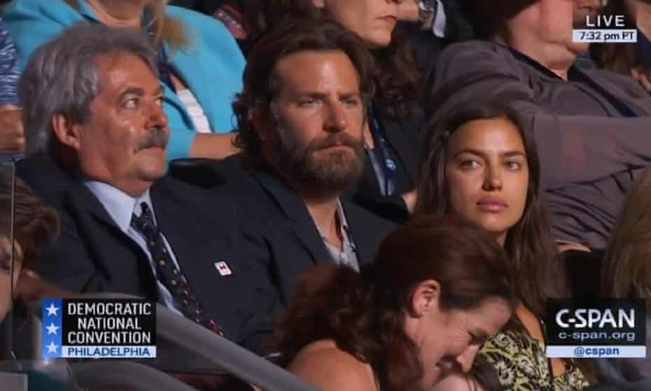 Bradley Cooper and Irina Shayk at the Democratic National Convention, 27 July 2016.