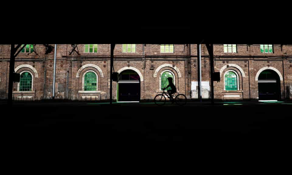 A child rides a bike at Carriageworks on May 05, 2020 in Sydney, Australia. 