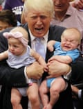Donald Trump with crying babies