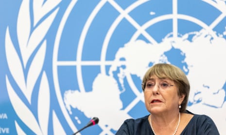 UN High Commissioner for Human Rights Michelle Bachelet attends her final news conference in Geneva.