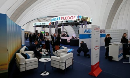 The alternative US climate pavilion in Bonn. Dozens of state, city and business leaders are aiming to show the world that Trump is out of kilter with the American people.