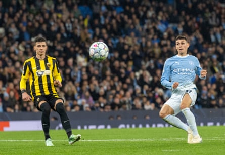 Phil Foden scores the fourth goal with a sublime first-time finish.