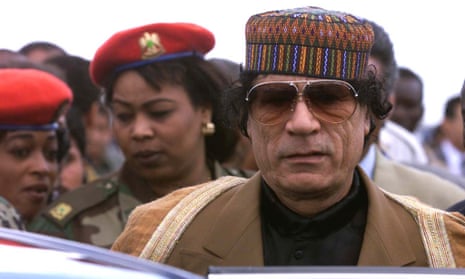Sarkozy has claimed the charges are part of an act of revenge by the family of Muammar Gaddafi (pictured).