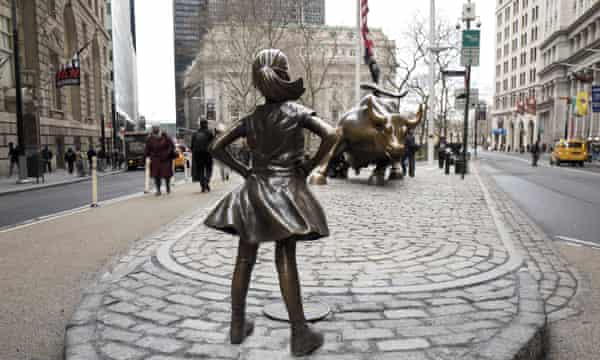 New York Fearless Girl Who Faced Down Wall Street S Bull Moved To New Spot New York The Guardian