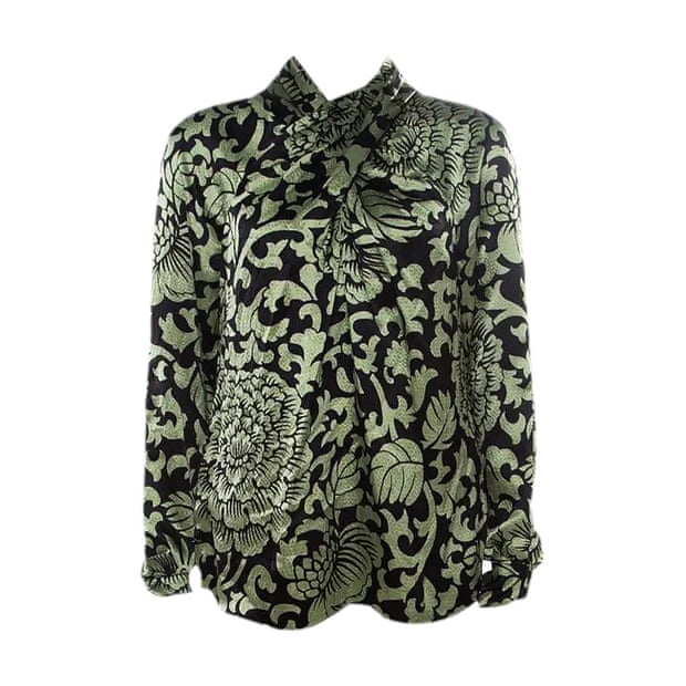 1stdibs.com . से Temperley द्वारा हरे और काले रंग की प्रिंट शर्ट