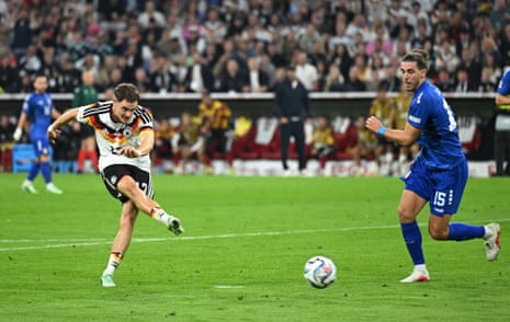 Germany's Florian Wirtz scores their second goal.