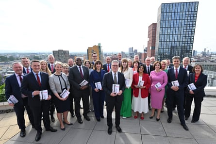 Streeting, Rayner, Mahmood and Miliband with Starmer and the rest of his shadow cabinet at the launch of Labour’s 2024 manifesto.