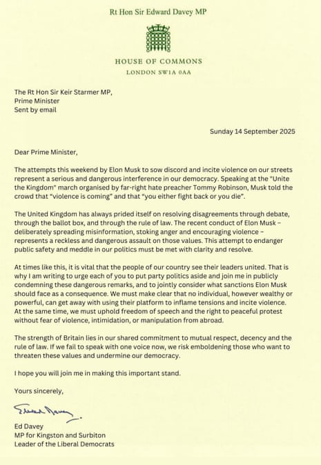 Letter to Starmer