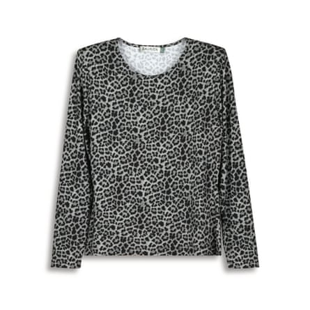 Baukjen viscose jersey leopard print top