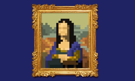 pixelated image of mona lisa