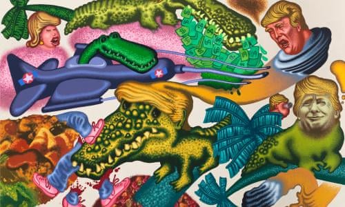Peter Saul S Donald Trump In Florida Reptilian Political Satire