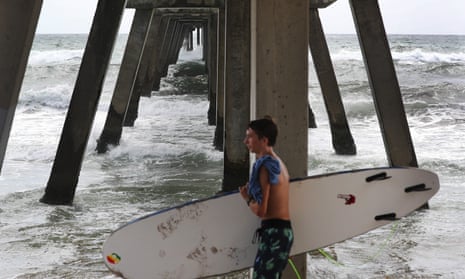 Surfers have been taking advantage of waves kicked up by Hurricane Isaias