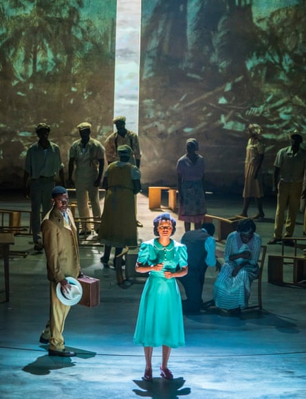 CJ Beckford (Michael) and Leah Harvey (Hortense) in Small Island by Andrea Levy at the Olivier, National Theatre.